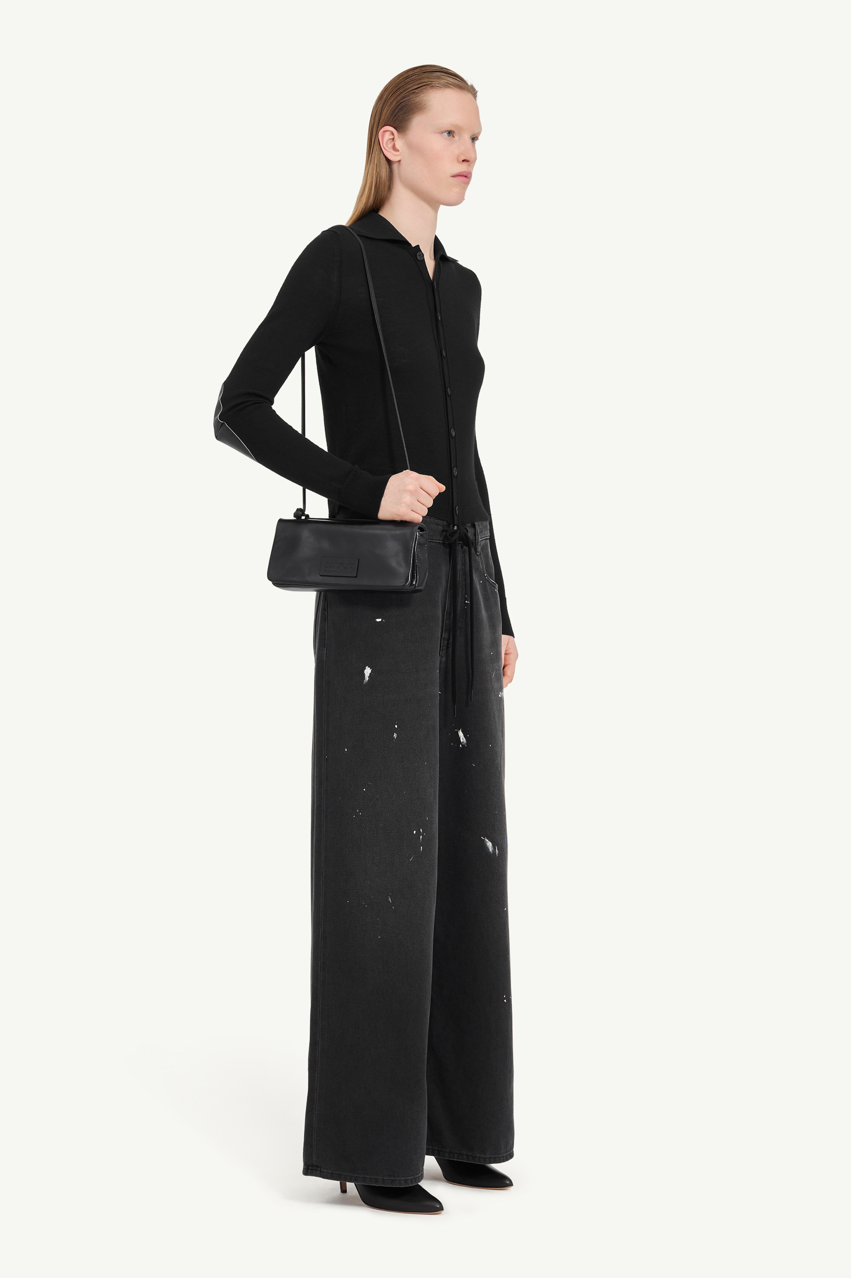 Cardigan en maille en mélange de laine pour femme | MM6 Noir