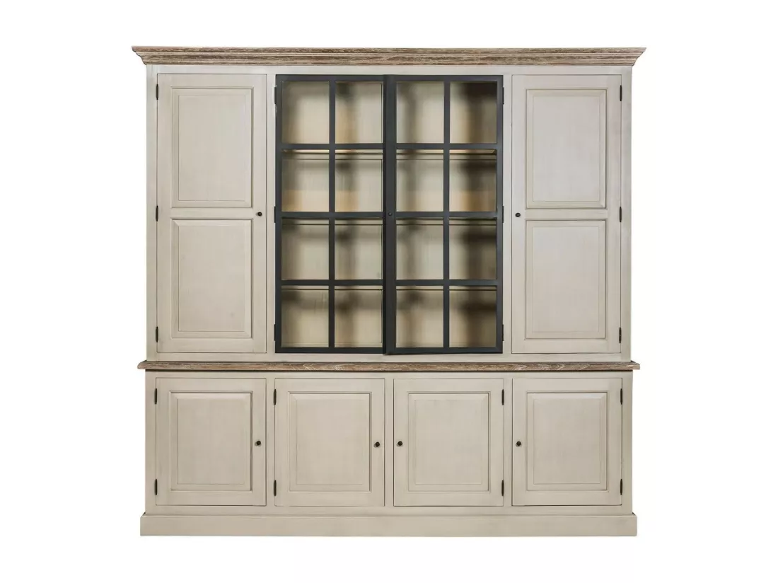 Buffet vaisselier en bois 4 portes éclairage LED - VILLAS