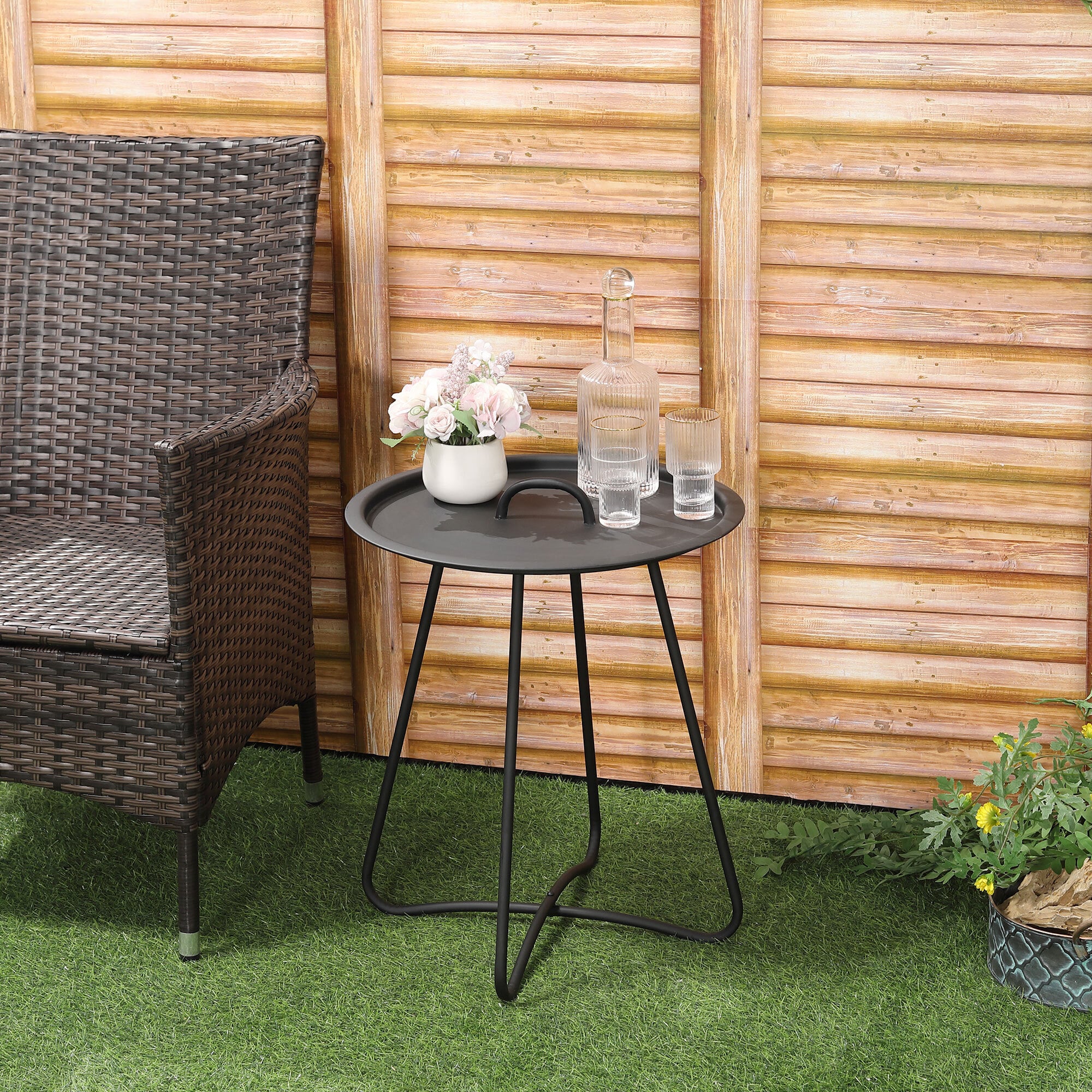 Outsunny Beistelltisch für den Garten schwarz 46 x 46 x 56 cm (BxLxH)