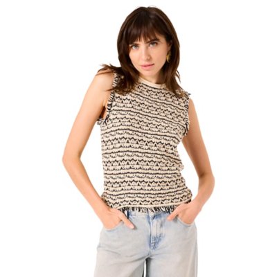 Pull sans manche femme à franges GARCIA