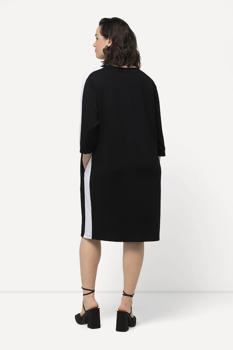 Jerseykleid, Schmuckstreifen, U-Boot-Ausschnitt, 3/4-Arm