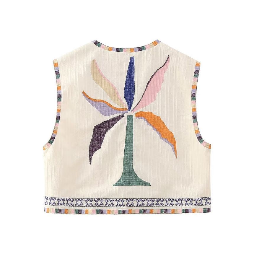 Susaine - Open vest met bloemenborduursel
