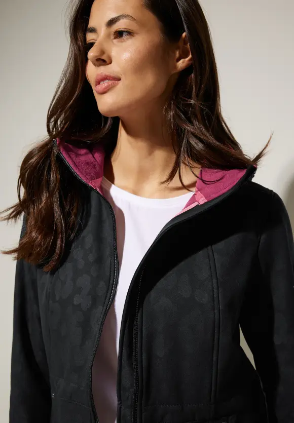 Softshelljacke mit Leomuster - Black