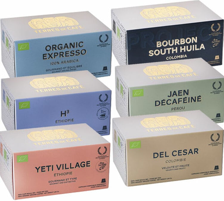 Pack découverte 60 Capsules compostables bio compatibles Nespresso®- TERRES DE CAFE