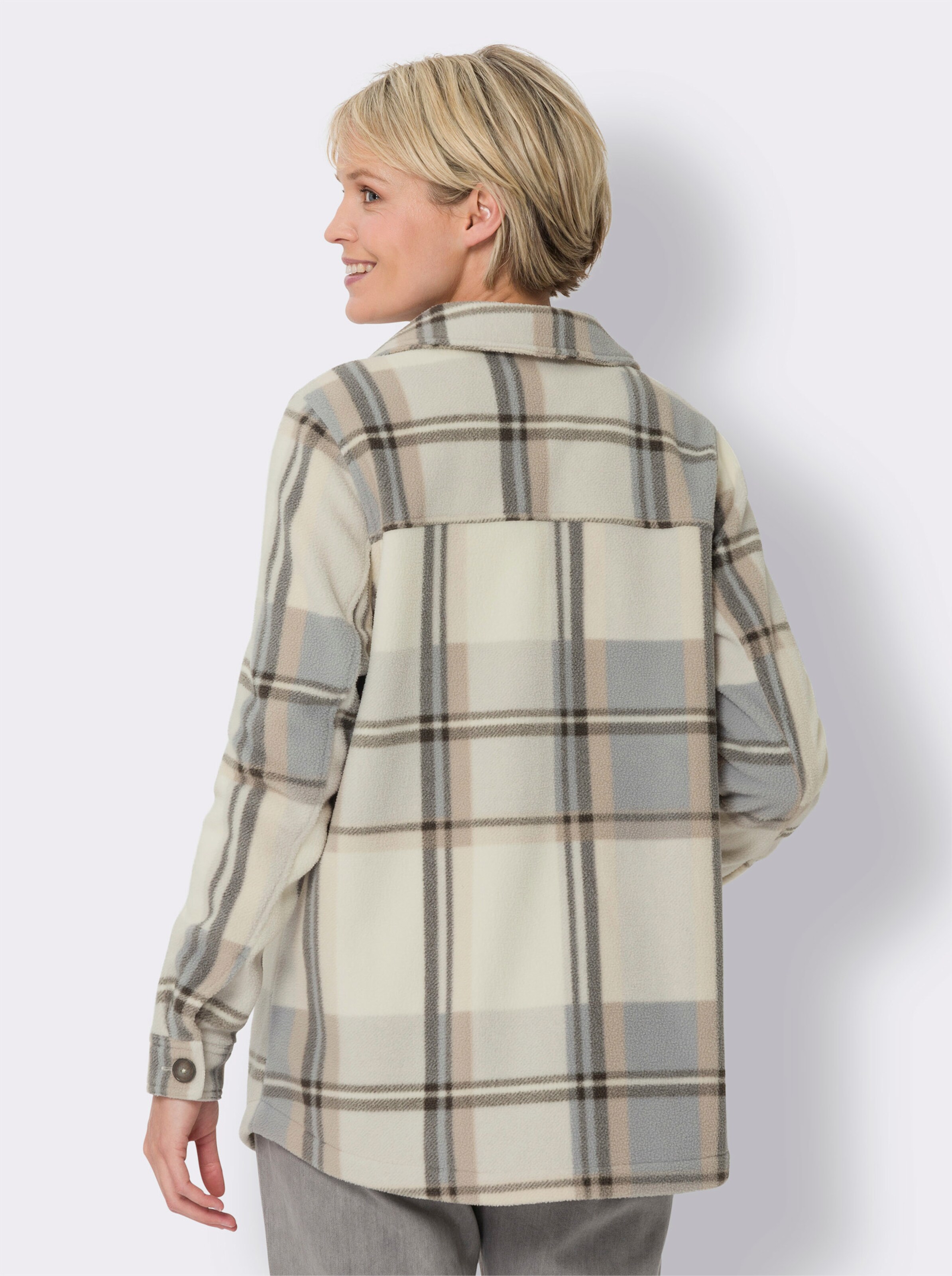 Fleecejacke mit Karo-Muster