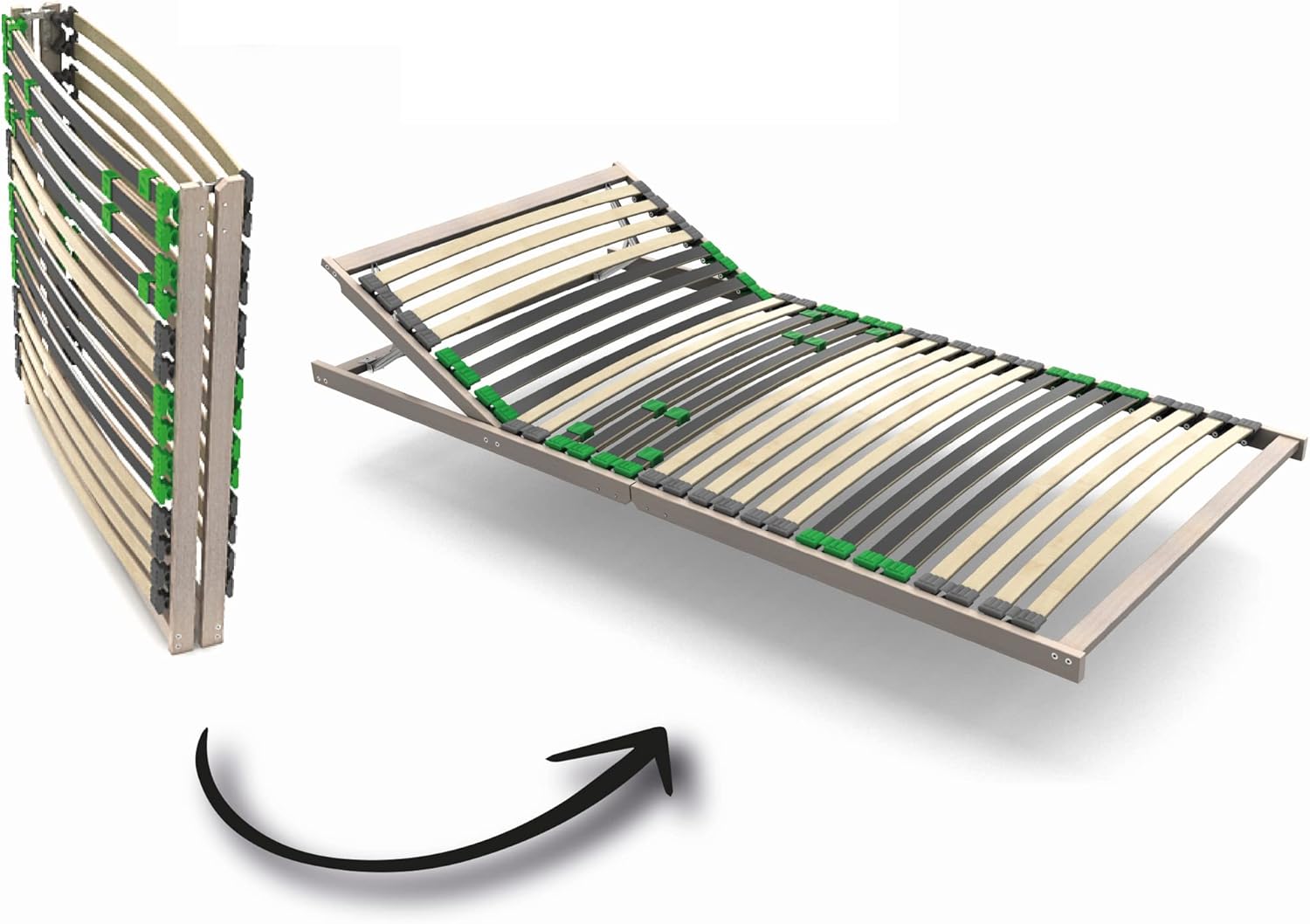 Lattenrost2go FlexSTAR Lattenrost 90x200 cm - Verstellbares Kopfteil, 28 Federleisten, 7 Zonen, Härtegrad anpassbar, bis 140 kg, Montagefrei, Ergonomischer Holz-Schlafkomfort