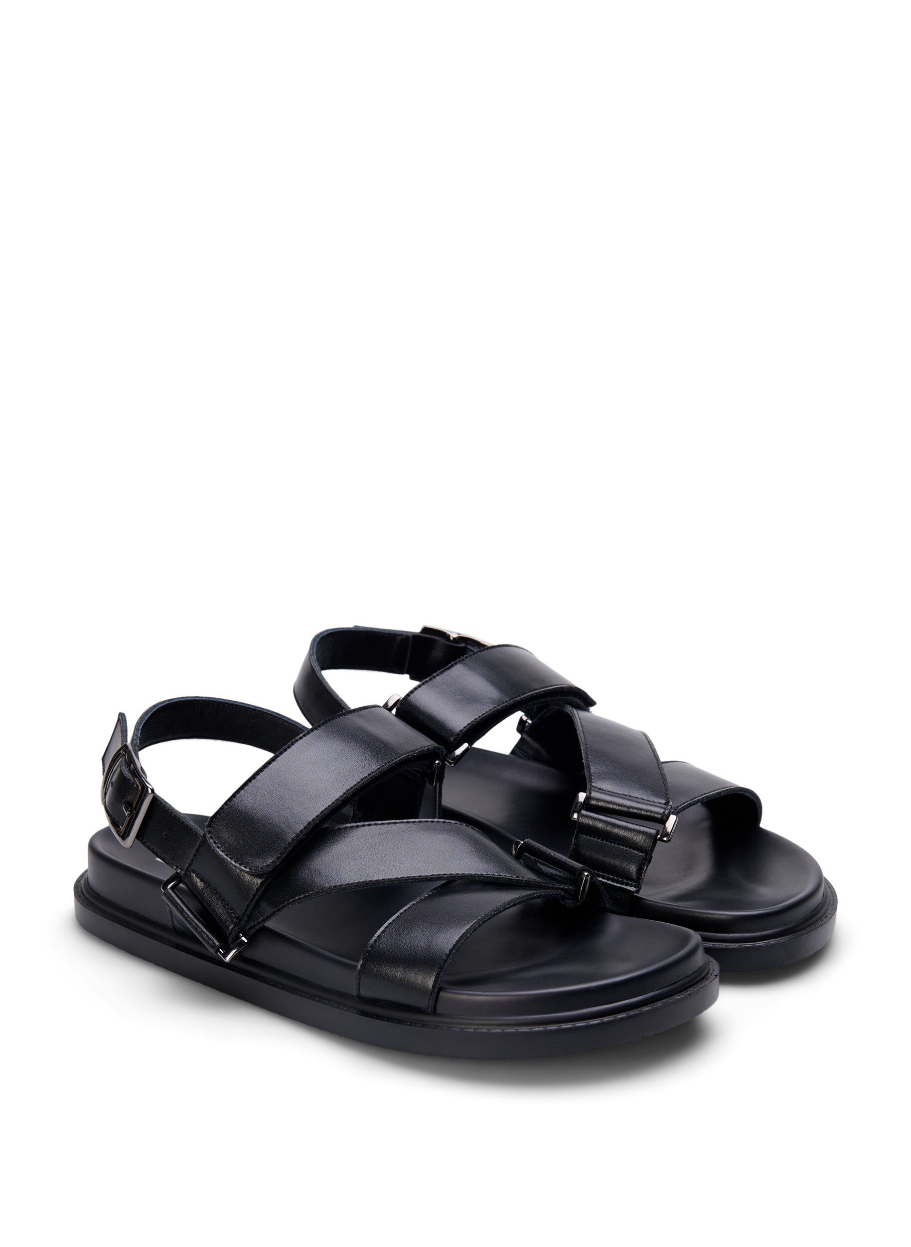 Wide fit - Lædersandal med justerbare stropper