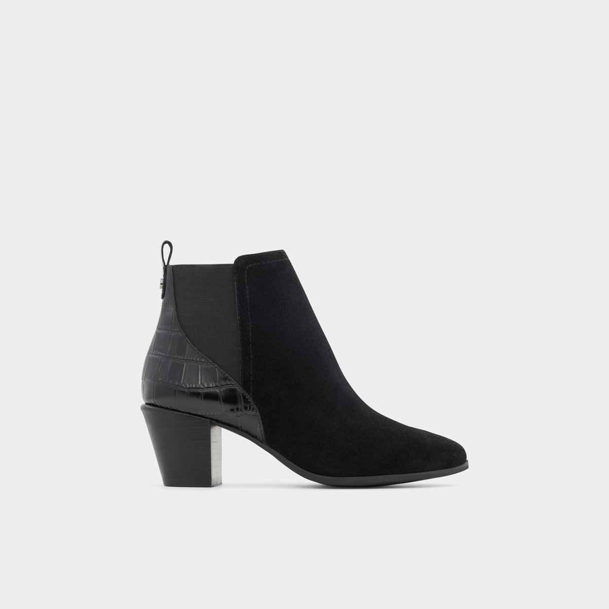 Savun Black Leather Mixed Material Women Chelsea boots