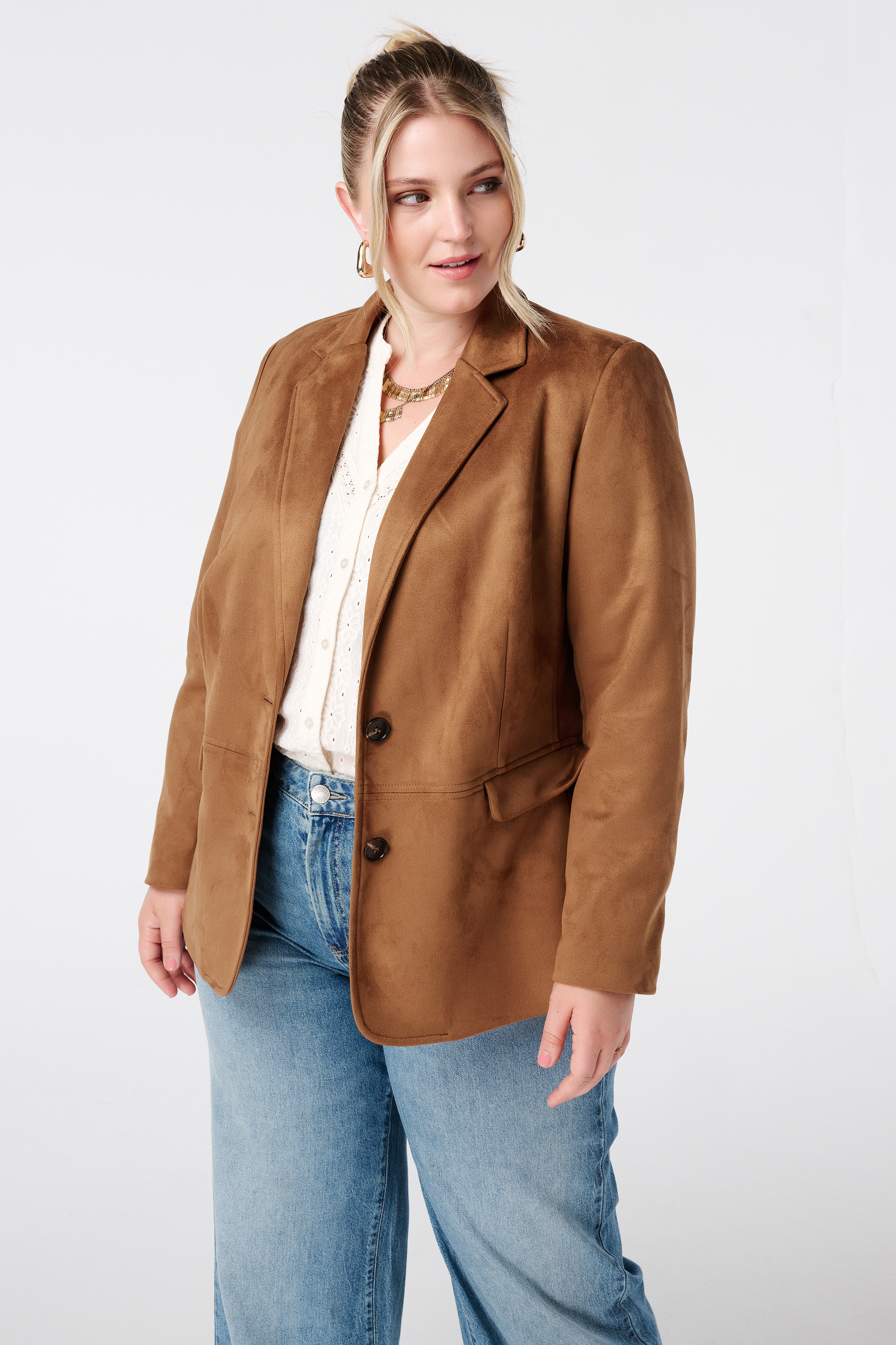 Blazer in suède look Cognac