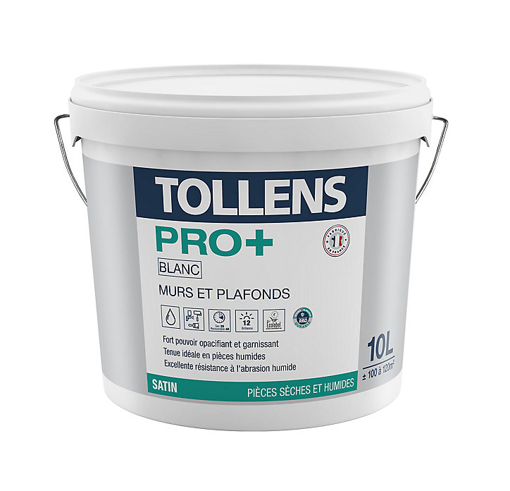 Peinture murs et plafonds Tollens pro+ satin 10L