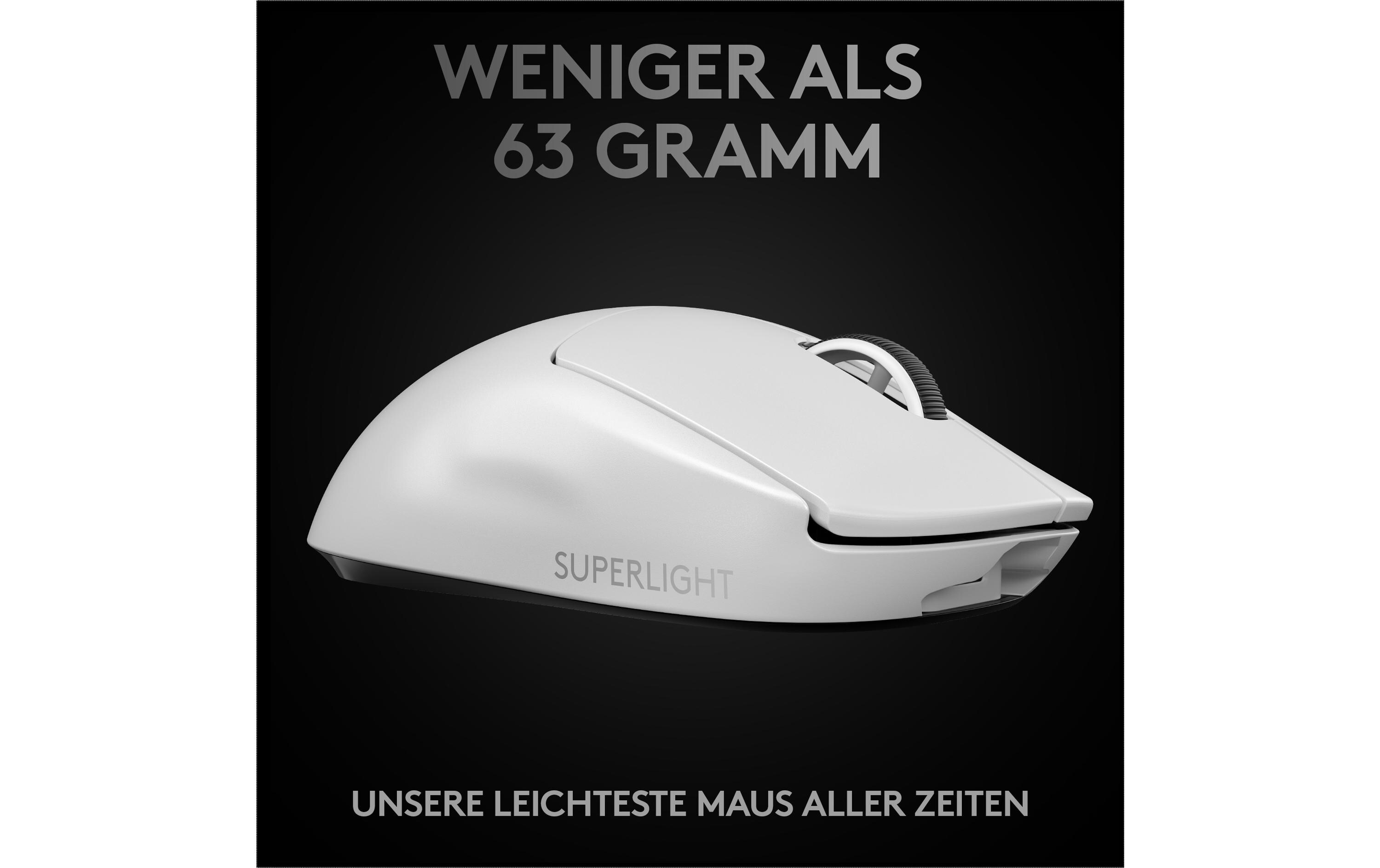Gaming-Maus Pro X Superlight WeissExtrem leichte Gaming-Maus mit leistungsvoller Performance
