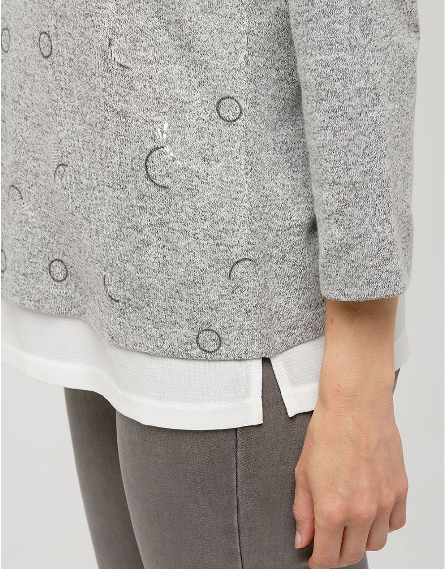 Pull chemisier 2en1 gris