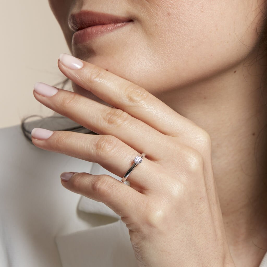 Bague Solitaire Iris Or Blanc Diamant