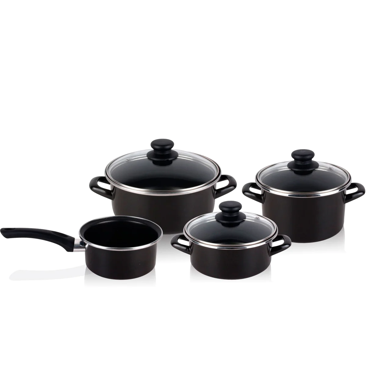 Batterie de cuisine 7 pièces, induction, antiadhésive sans PFOA Noir K