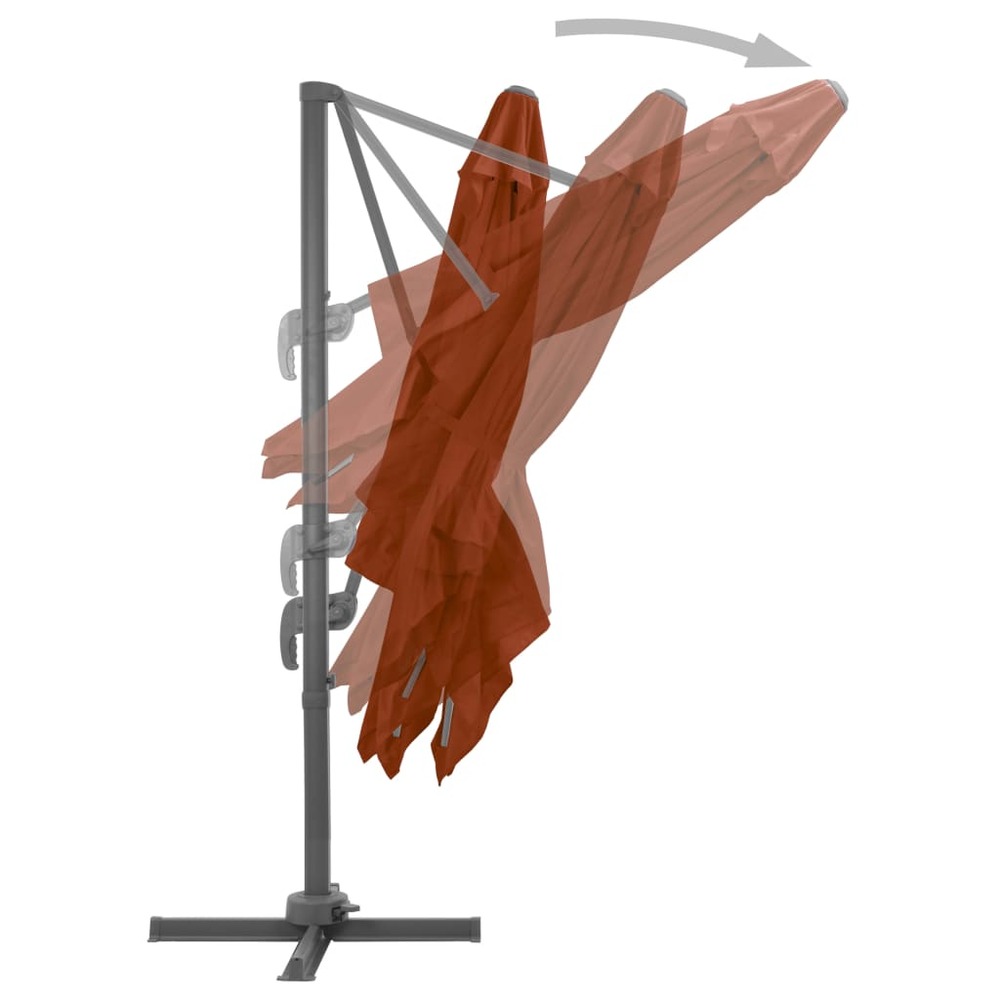 Parasol déporté avec mât en aluminium 300 x 300 cm terre cuite