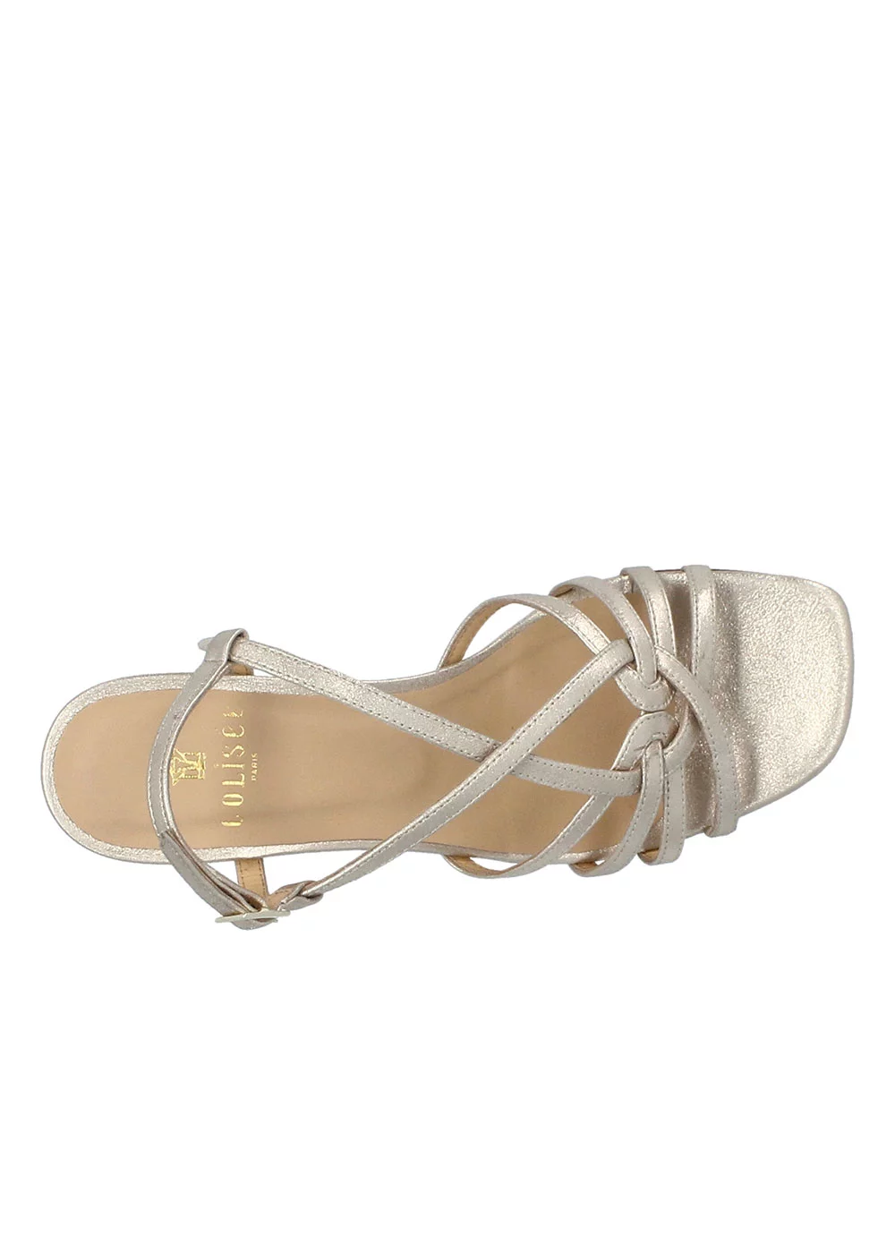 SANDALE AMBRE CUIR PLATINE