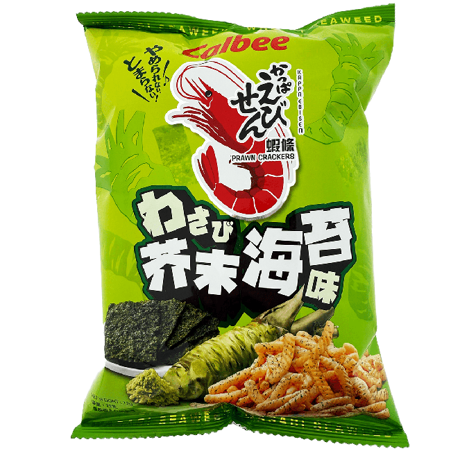 Calbee Garnalen Crackers Chips met Wasabi Zeewier Smaak 72g