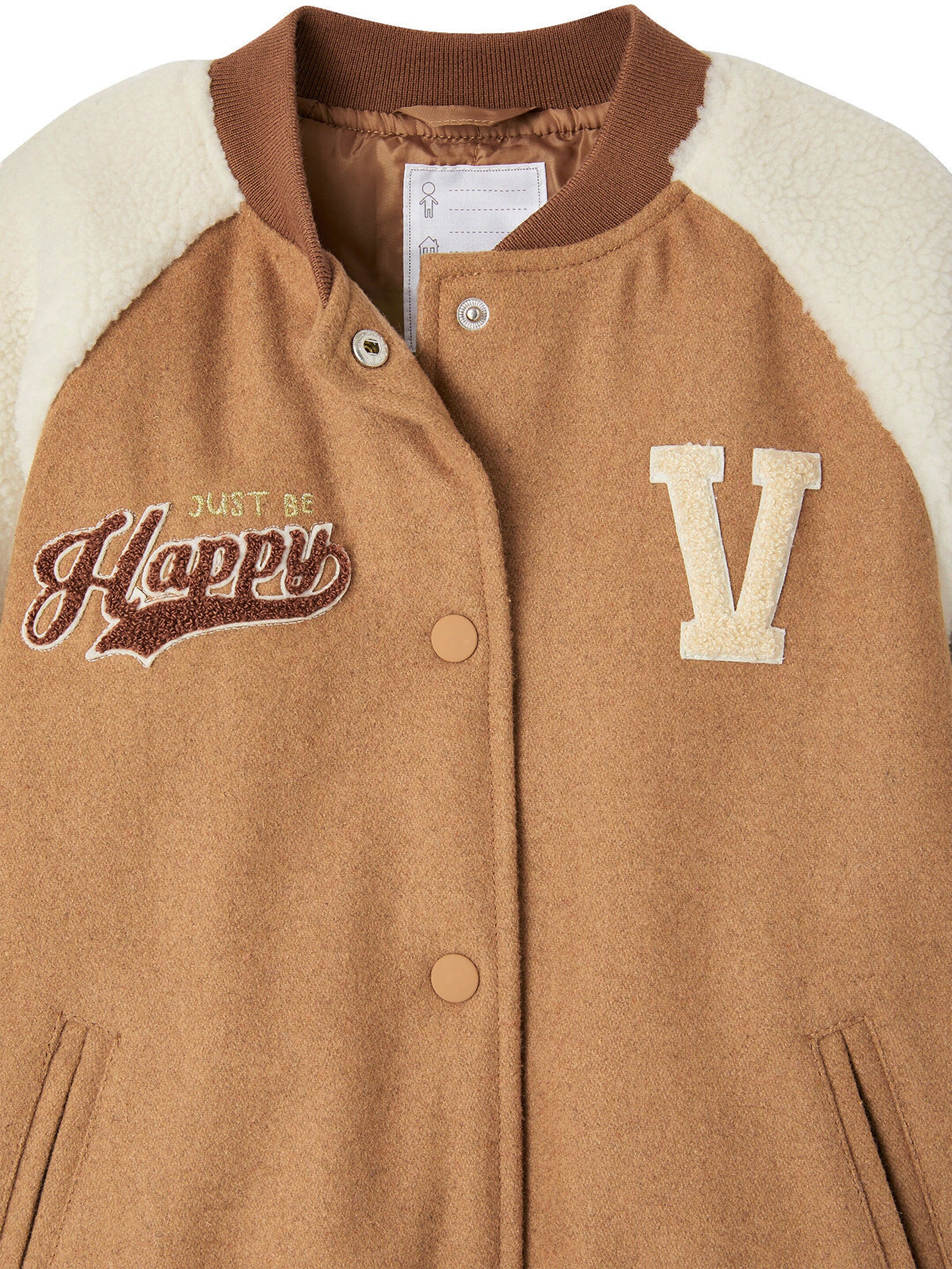 Vertbaudet Mädchen Collegejacke, Materialmix camel