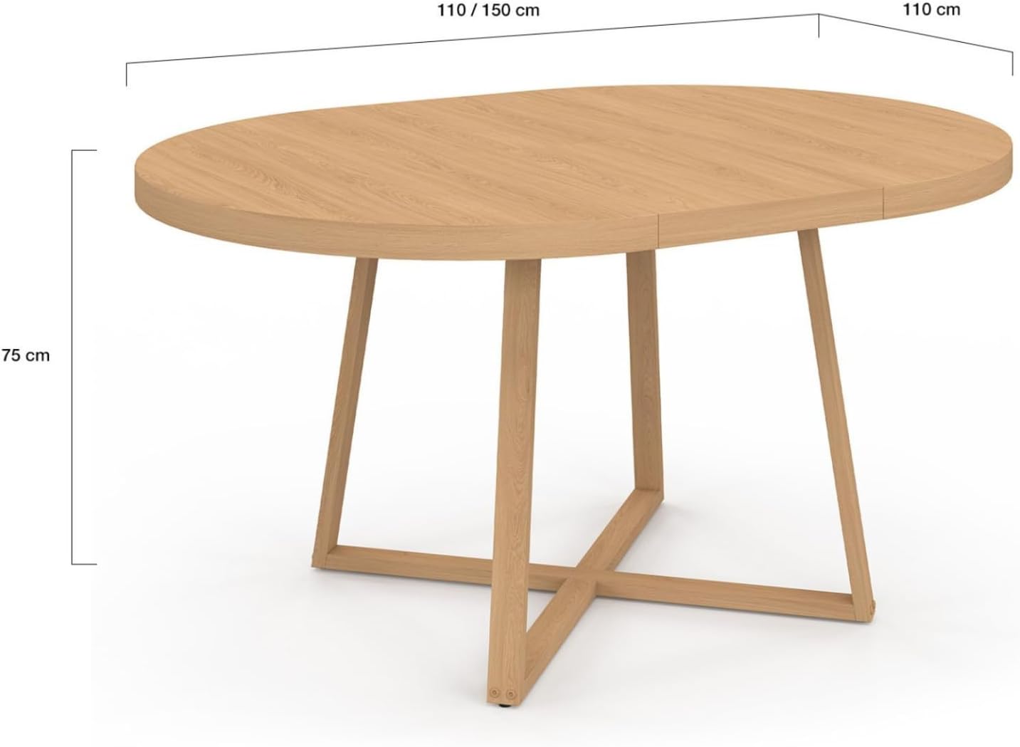 IDMarket - Ausziehbarer runder Esstisch Selma 4-8 Personen Holz Bucheffekt 110-150 cm