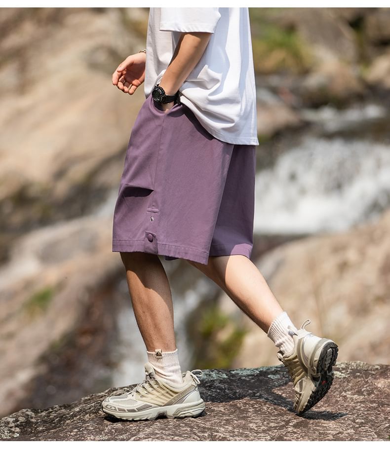 Really Point - Mid Rise Plain Cargo Shorts