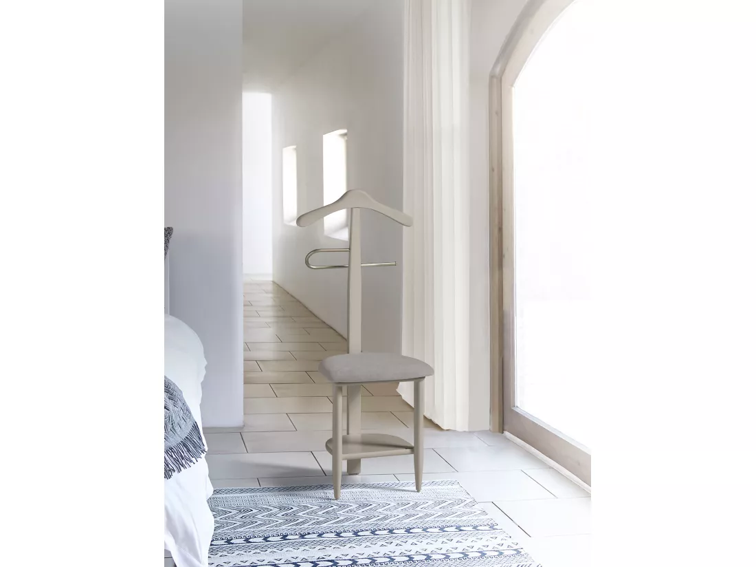 Valet de nuit - H105cm x L45cm x P41cm - hêtre massif taupe - Sedie