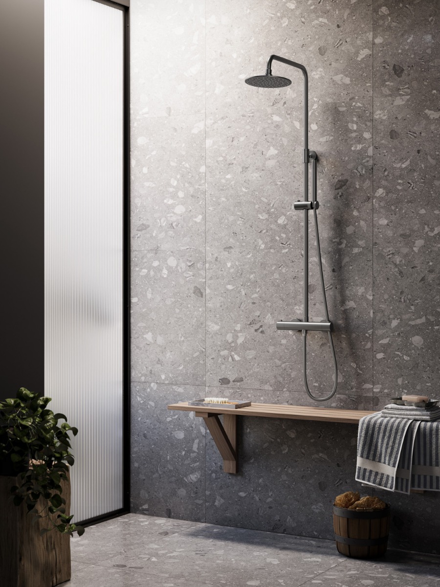 Saniclear Iron opbouw regendouche verouderd ijzer - gunmetal 30cm hoofddouche staaf handdouche