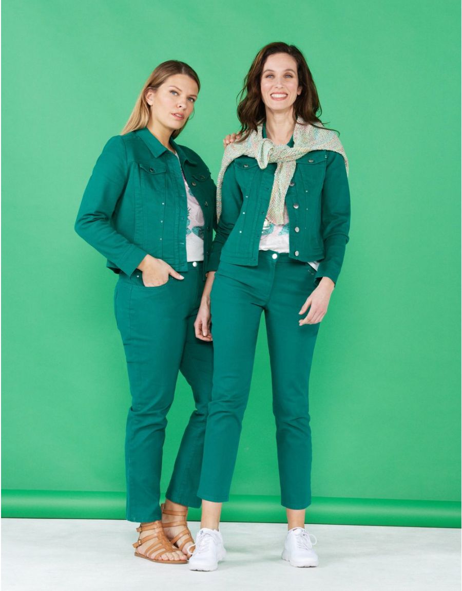 Jean slim coton vert