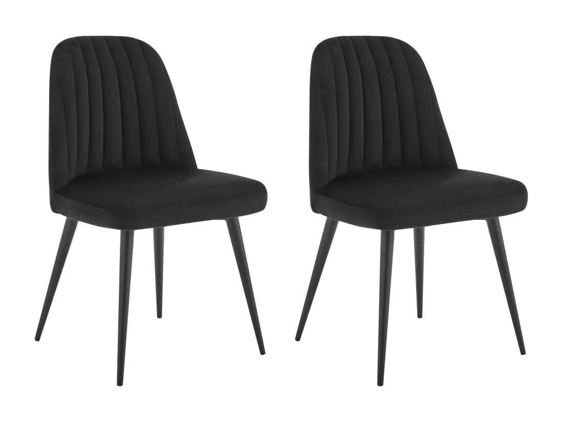 Lot de 2 chaises en velours et métal - Noir - ELEANA