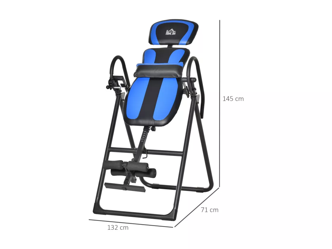 Table d'inversion pliable réglable antidérapante charge max. 110 Kg acier synthétique bleu noir