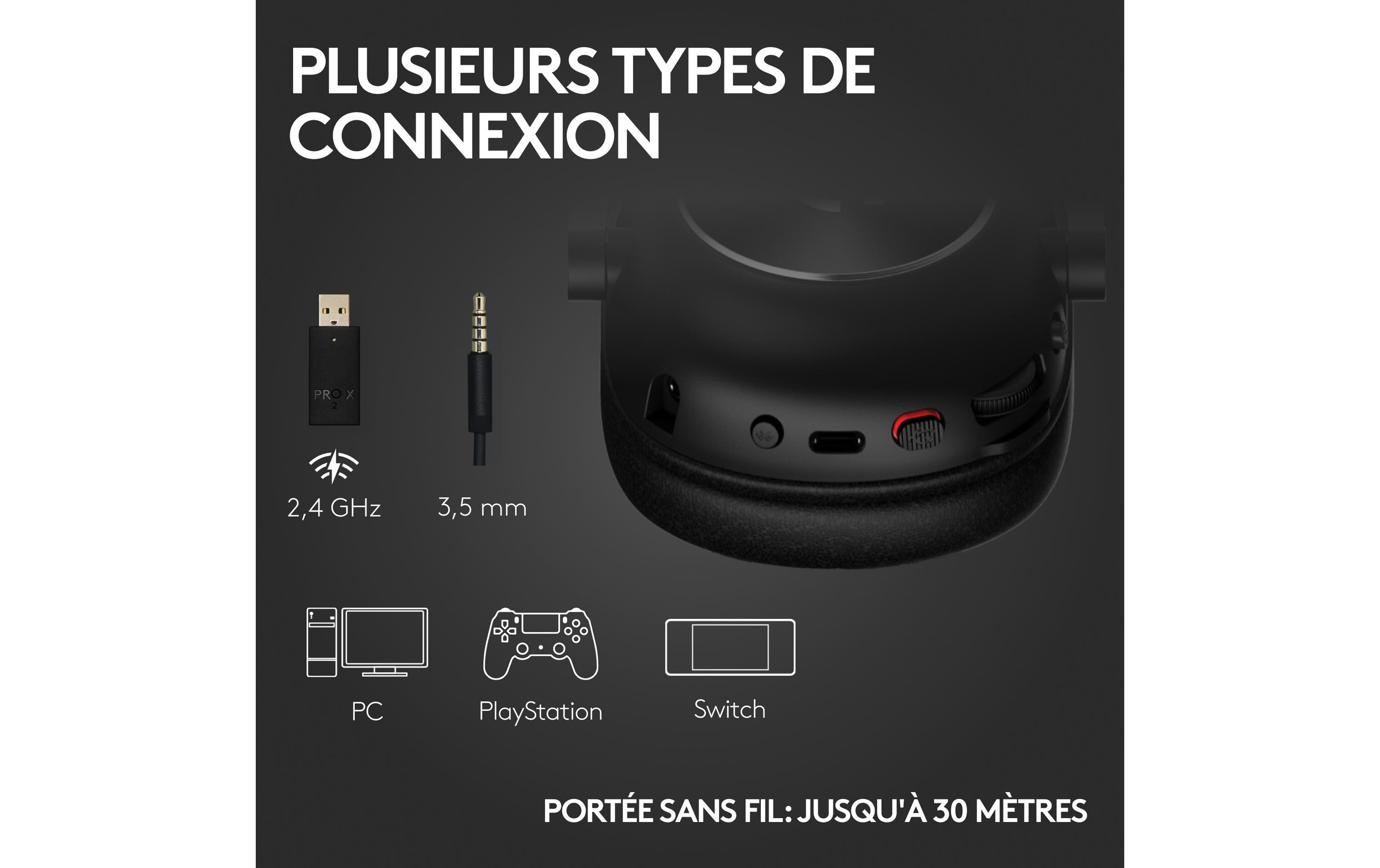 Headset G Pro X 2 Wireless Lightspeed Gaming Schwarz<br>Kabelloses Over-Ear-Headset mit Surround-Sound und weichem Ohrpolster
