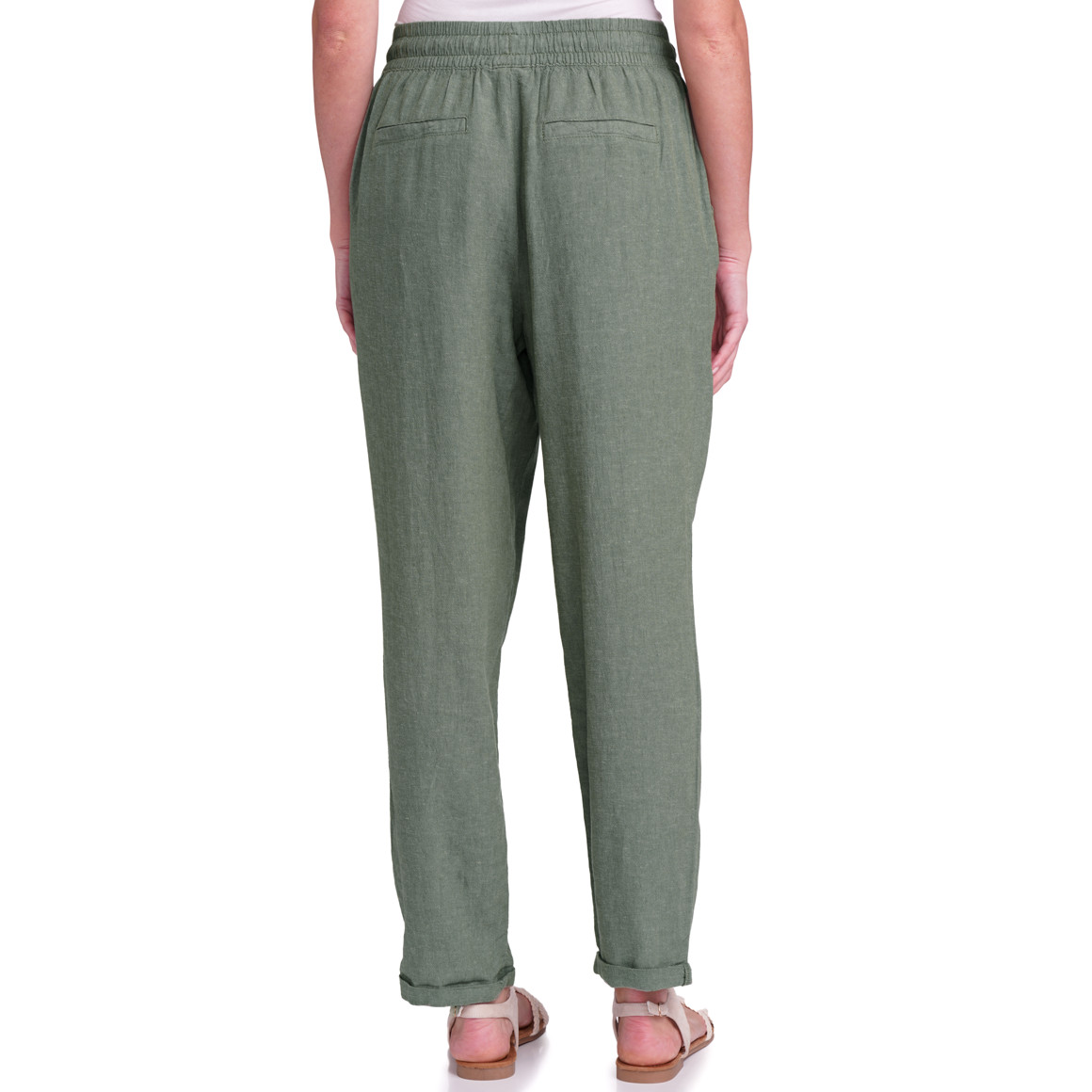 Gina Benotti Damen Leinen-Hose mit Tunnelzug dunkelgrün