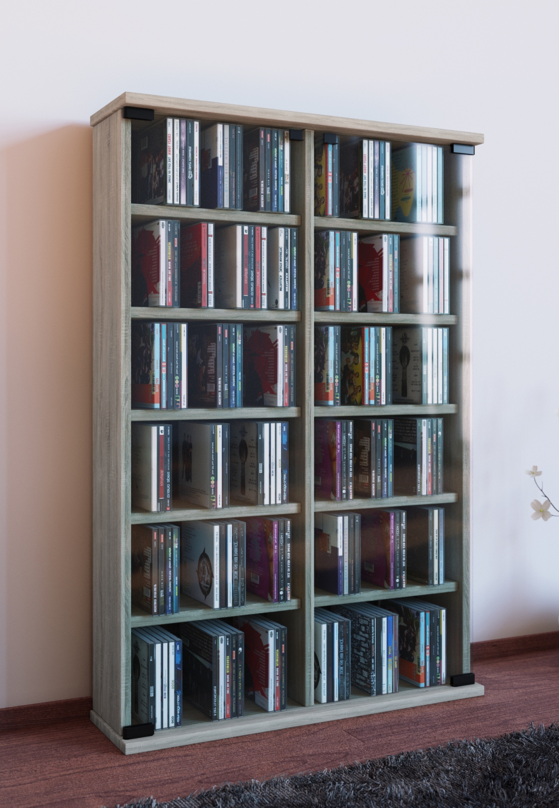 Vitrine - Sonoma Eiche - 60 cm breit - für 300 CDs