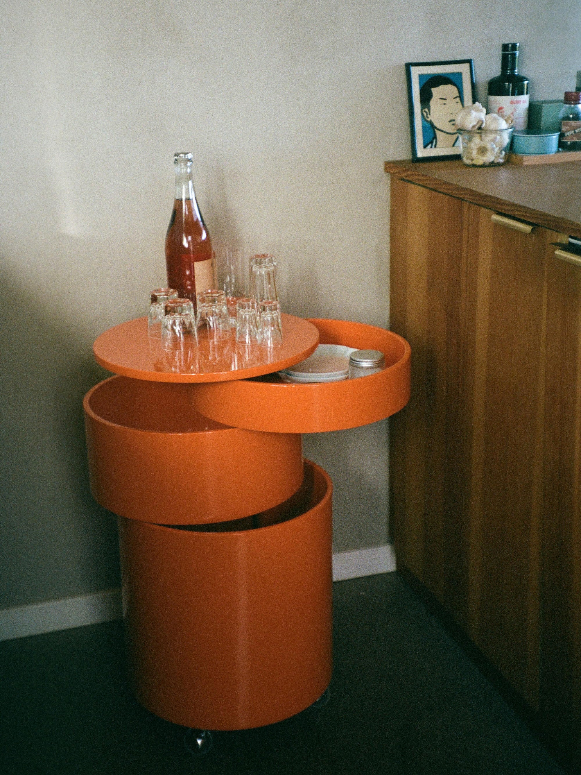 Ronde rolcontainer Barboy, Design Verner Panton
