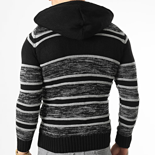Gilet Zippé Capuche 3000 Noir Gris Clair
