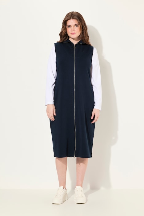 Sweat-Midikleid, Stehkragen, ärmellos, Biobaumwolle