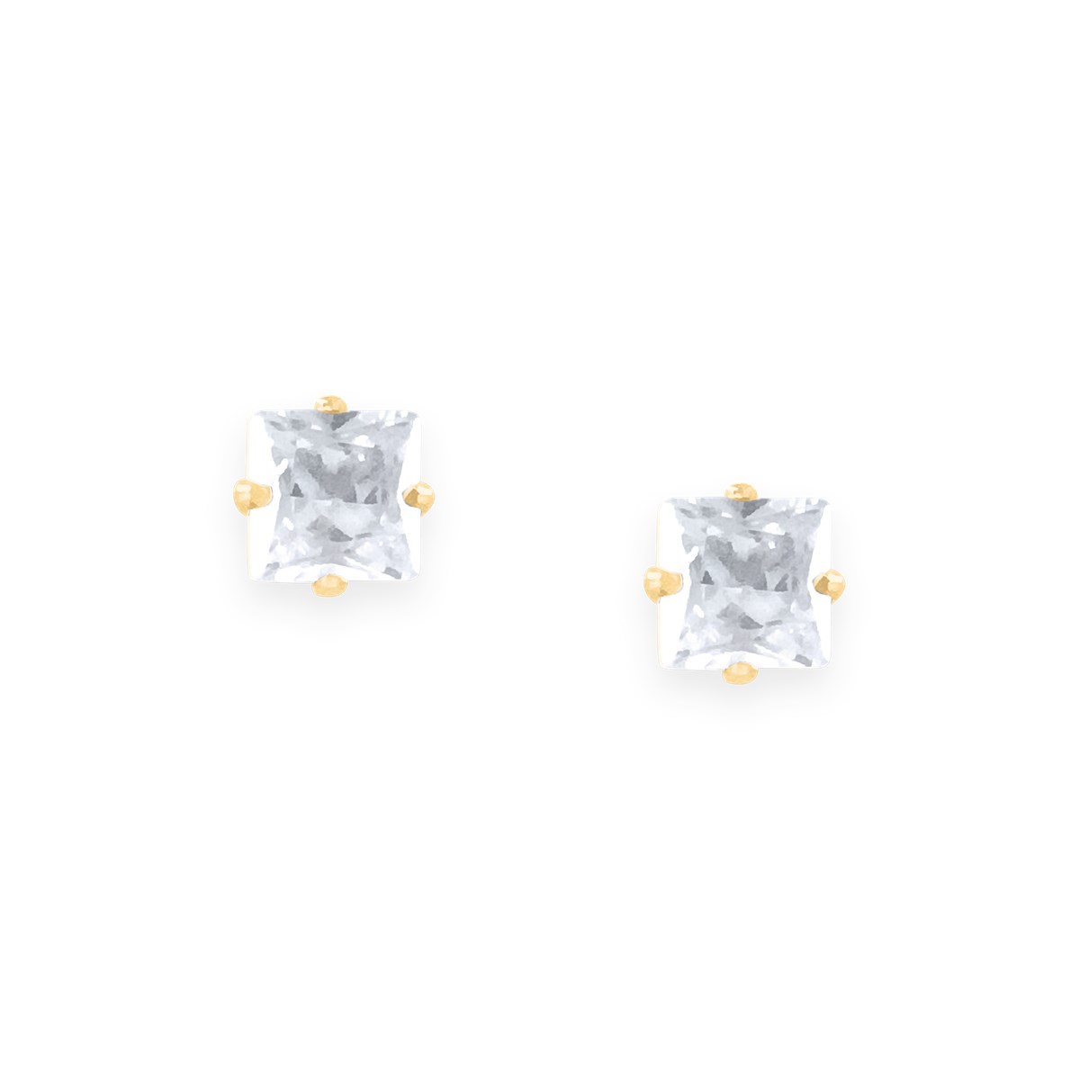 Boucles d'oreilles en acier doré avec Oxyde de Zirconium carré