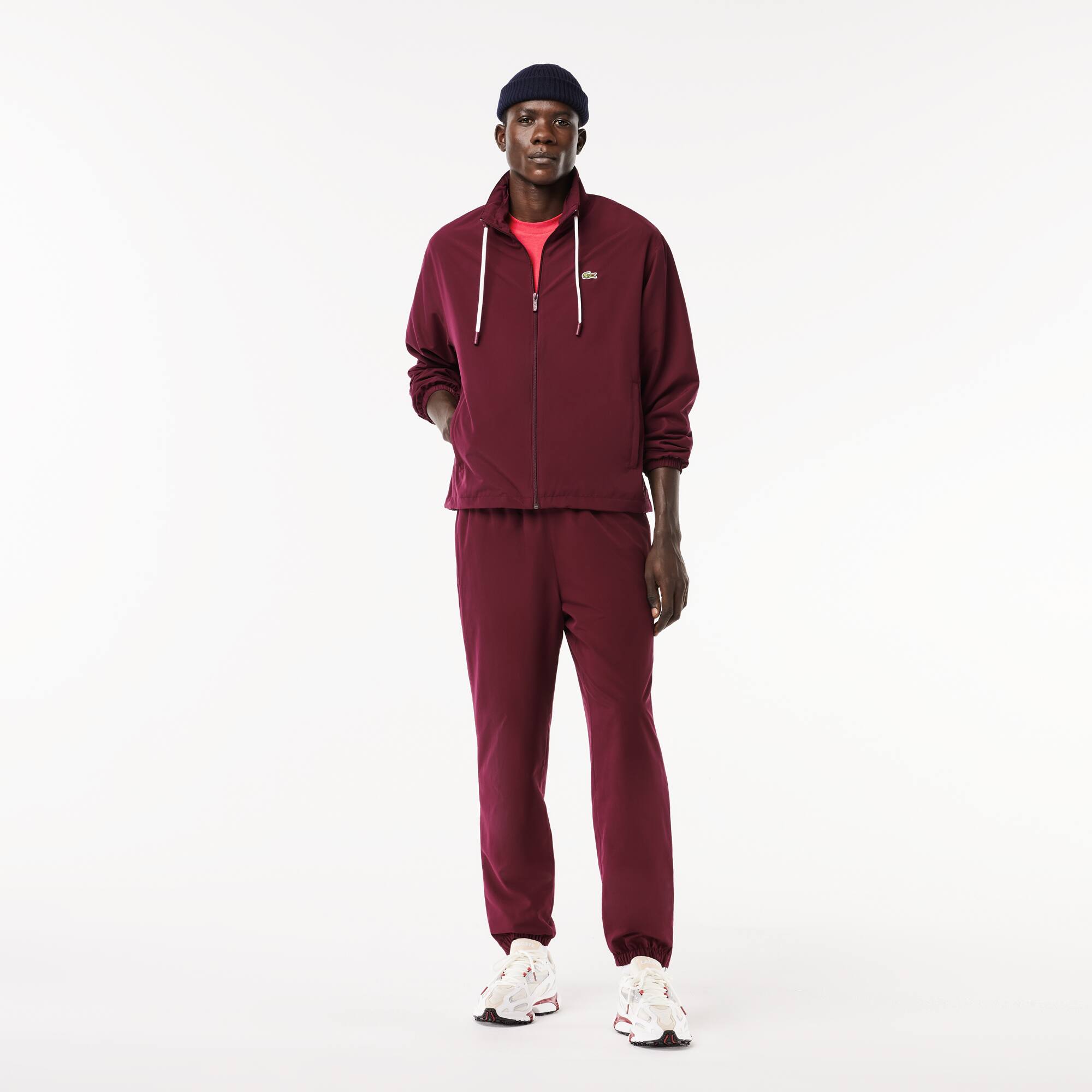 Veste courte Sportsuit avec capuche amovible en tissu déperlant Manteaux & Vestes - Rouge - Lacoste - Homme