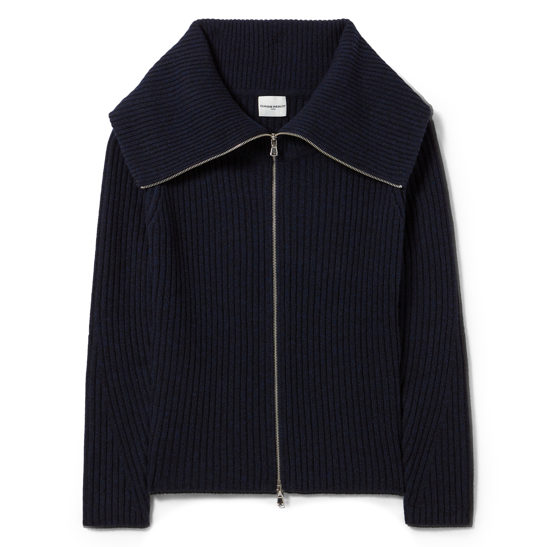 Gilet col camionneur en laine mélangée | Bleu