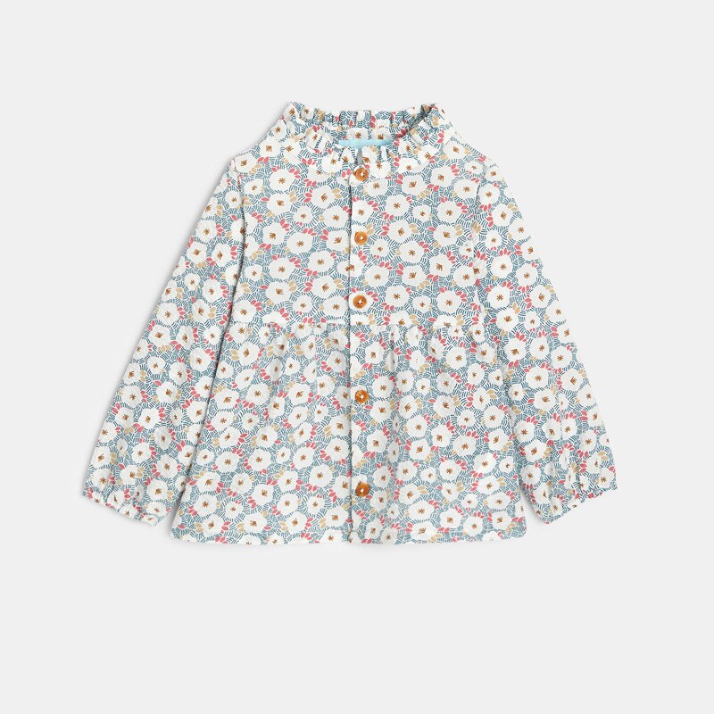 Blouse fleurie en seersucker bébé fille Gris ou noir