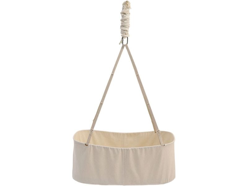 Membantu Baby Cradle Nature Hochwertige Babywiege aus Bio-Baumwolle mit einer Feder für sanfte Auf- und Abwärtsbewegungen