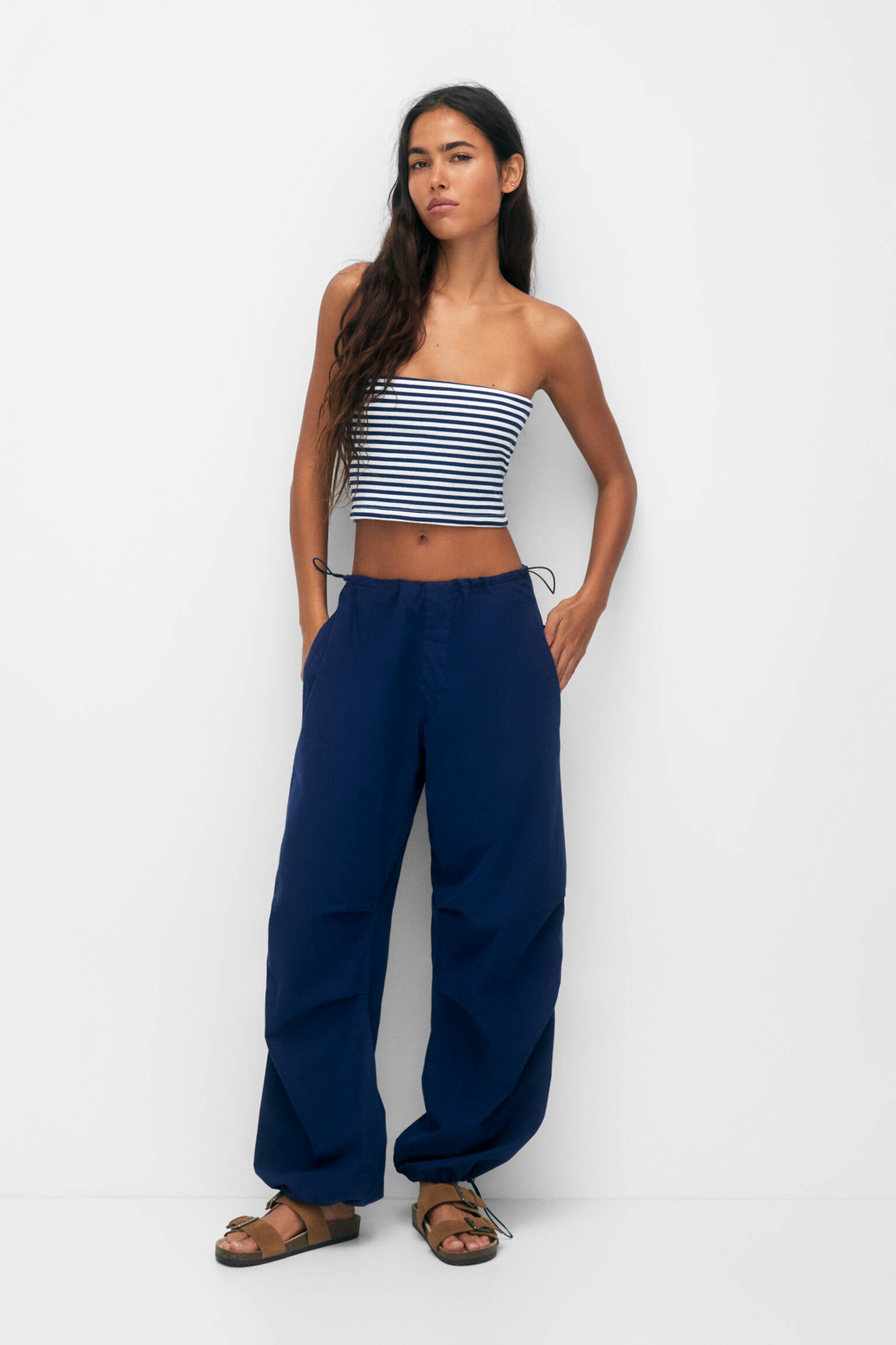 Top bandeau listrado - azul marinho