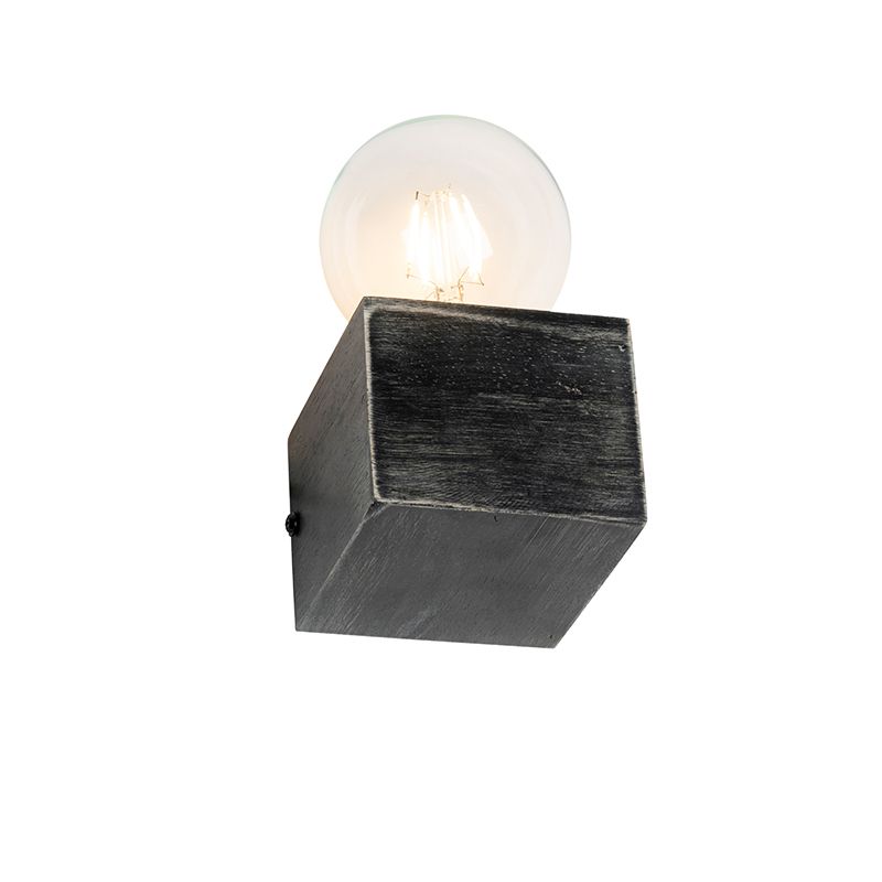 Landelijke wandlamp zwart hout - Bloc