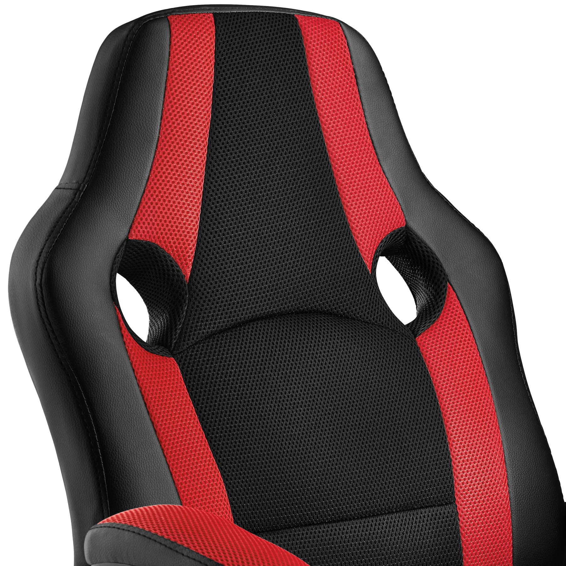 tectake® Bürostuhl, ergonomische Form, Kunstlederbezug mit Mesh-Gewebe, stufenlos höhenverstellbar