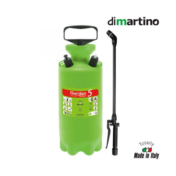 Dimartino Vaporizador Válvula de Segurança Pulverizadora de 5 L com Indicador de Pressão, Filtro Incluído, Jatos Diversos, Haste de Resina Reforçada - 74144