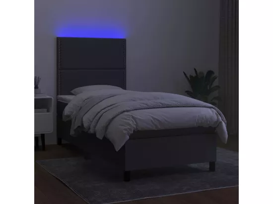 Sommier tapissier avec matelas et LED Gris foncé 90x190cm Tissu