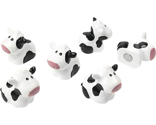 Decoratieve magneten koe, set van 6, wit/zwart