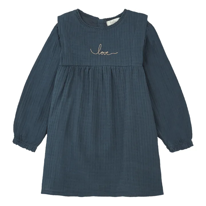 Búho Robe Gaze de Coton Bio Love | Bleu nuit