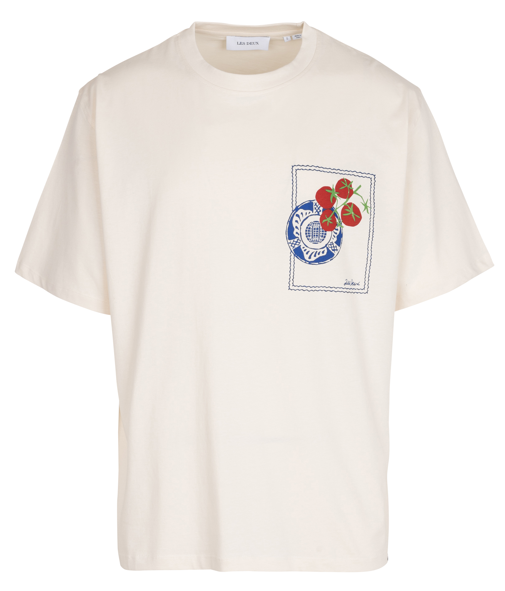 DORIAN - Tee-shirt col rond sérigraphié en coton | Beige