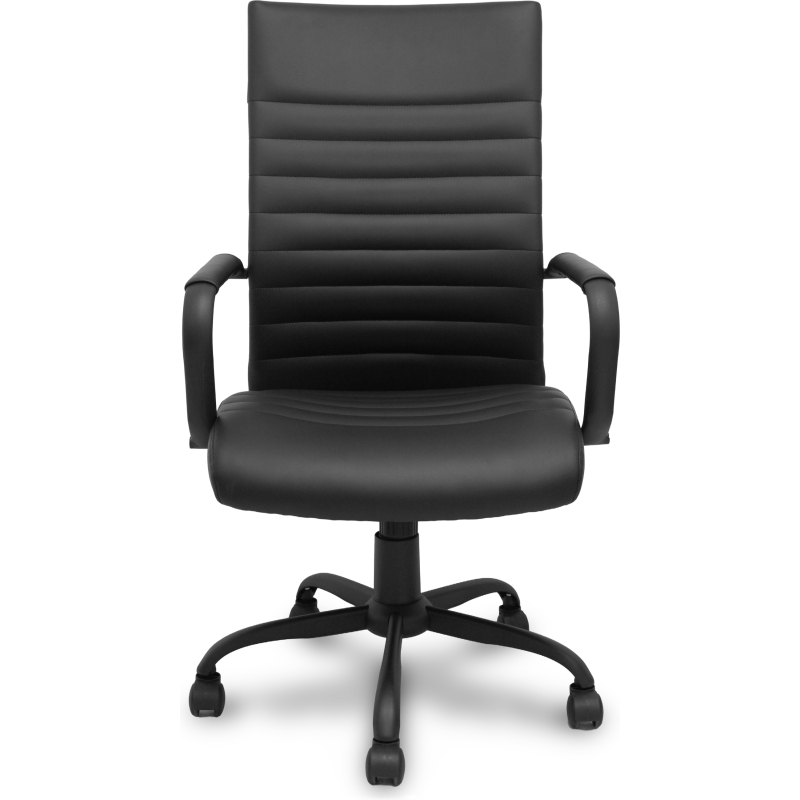 Chaise Opti527 Mécanisme d'inclinaison - Simili cuir Noir - Piètement en métal noir - Accoudoirs fixes - Sans appui-tête - Roulettes en nylon 50 mm
