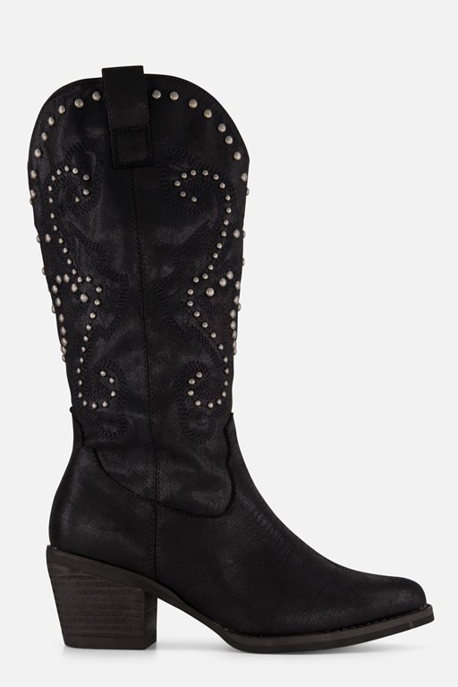 Ann Rocks Cowboylaarzen zwart Pu